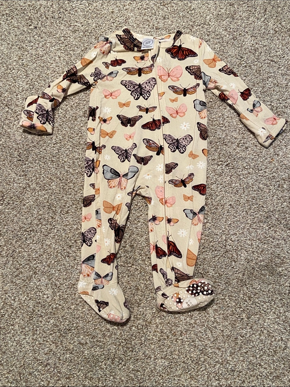 Amelia Butterfly Print Footed One-Piece